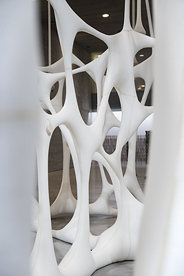 Exhibition view: ¿Abundant Futures: Works from the TBA21 Collection¿ Ernesto Neto Esqueleto Glóbulos, 2001 TBA21 Thyssen-Bornemisza Art Contemporary Collection Photo: Rafael Suárez